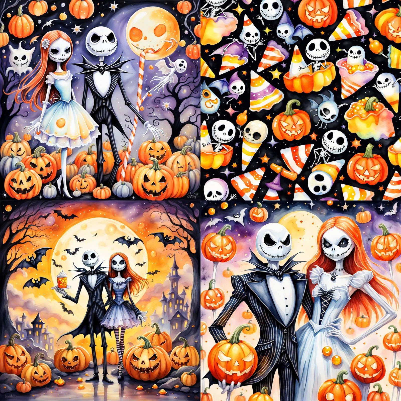 Jack and Sally in Halloween Candy Corn Outfits