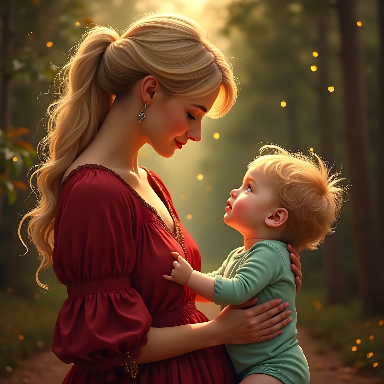 Motherly Love in Vibrant Colors