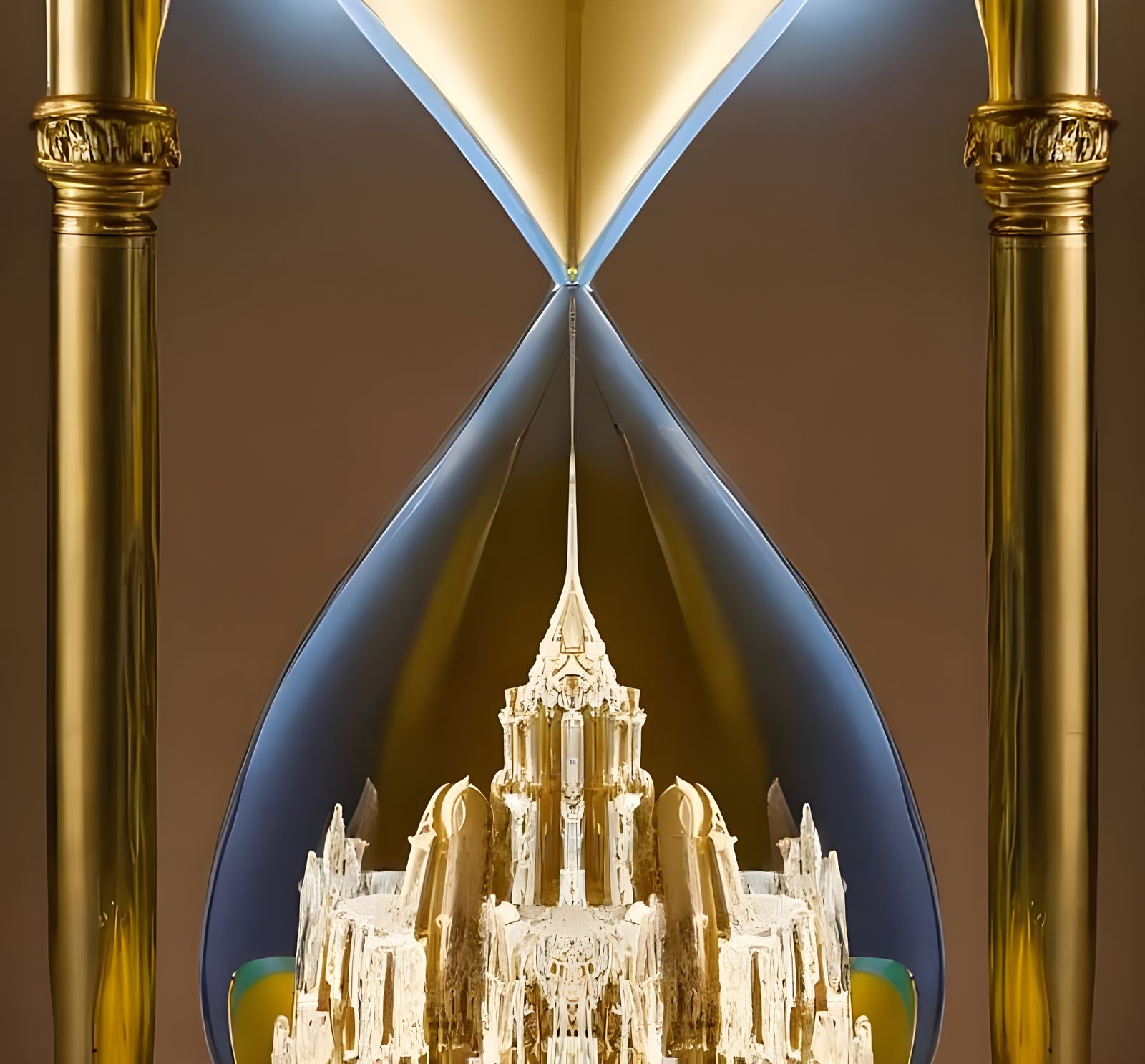 Sandcastle in Hourglass: Hyperrealistic Digital Matte Painti...