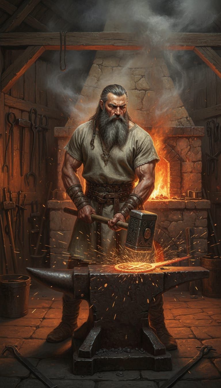 Swaróg Forging Slavic Symbol in Ancient Forge