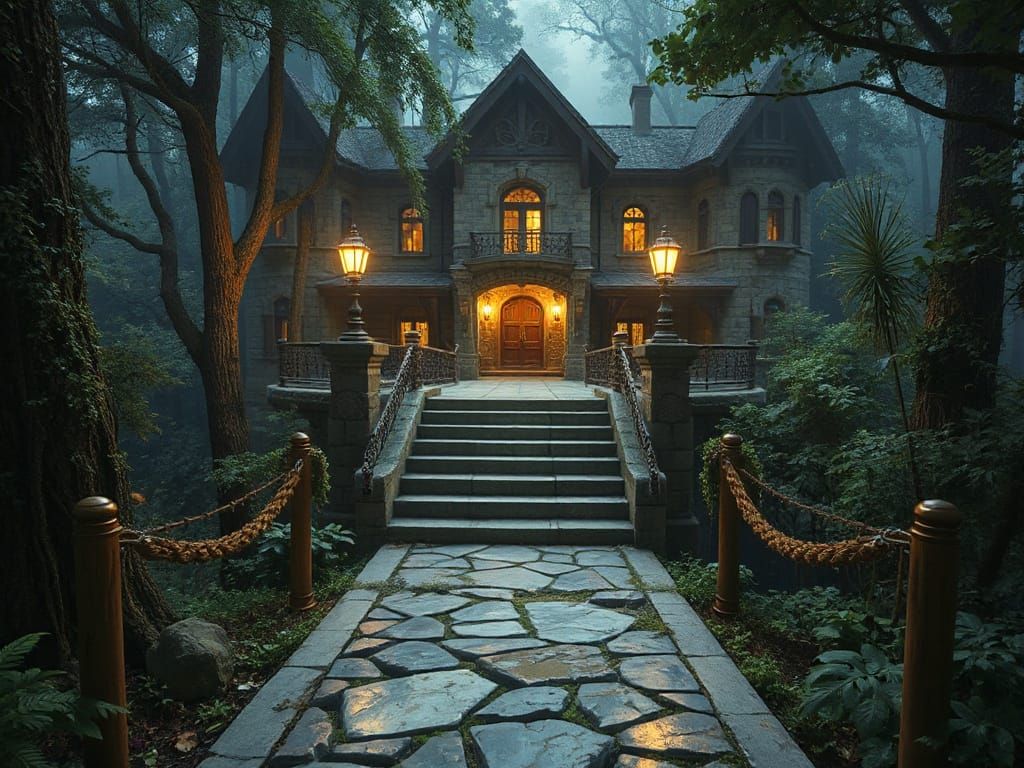 Elegant Medieval Estate Across Ancient Bridge