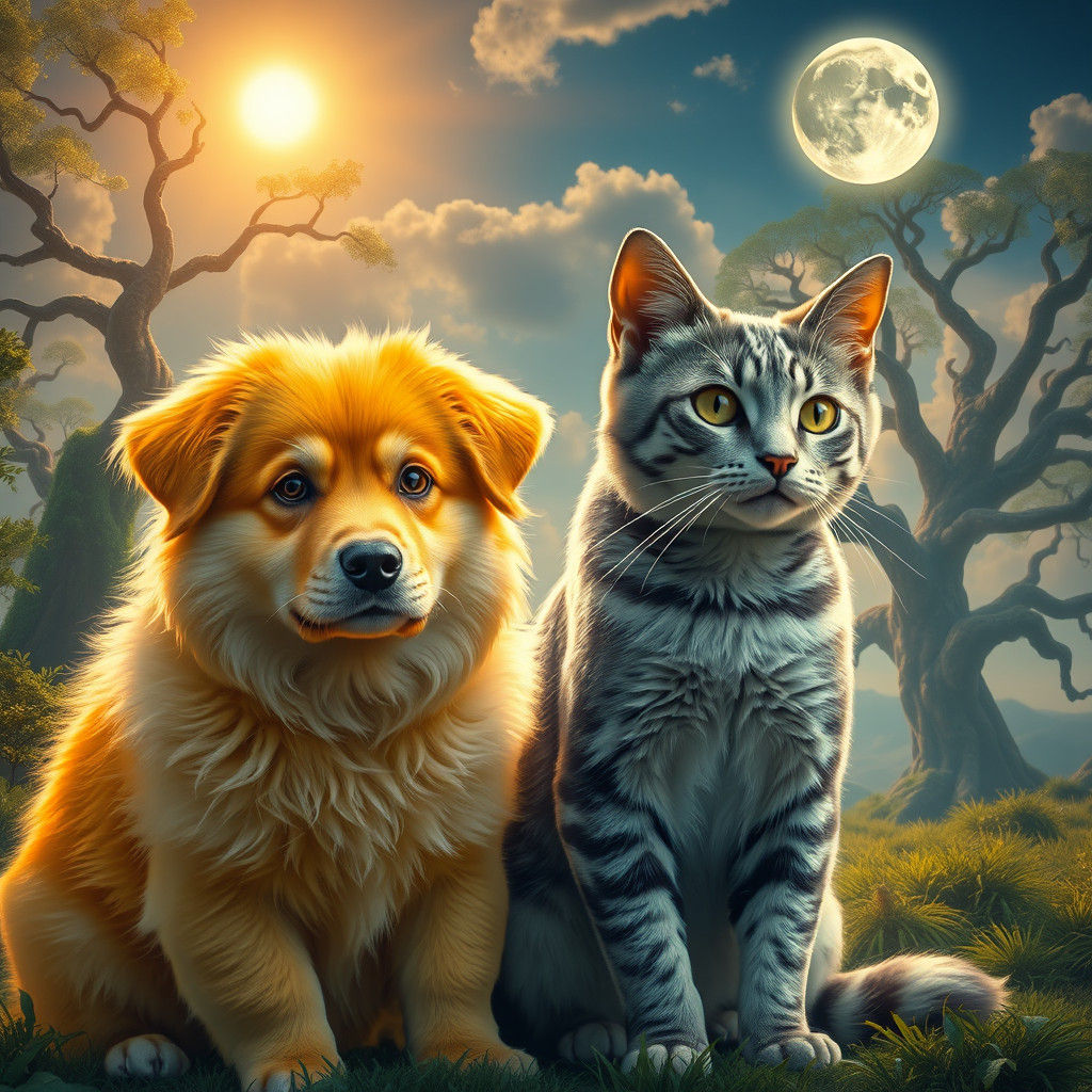 Sun Dog and Moon Cat: Fantasy Matte Painting
