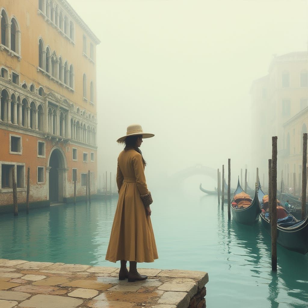 Ethereal Venice Scene in Dreamy Watercolor