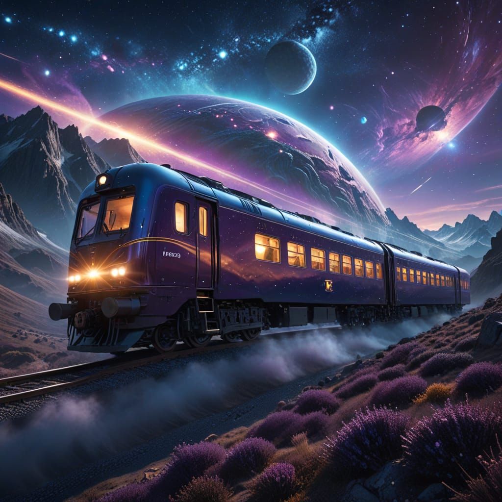 Majestic Orient Express in Ethereal Galactic Landscape