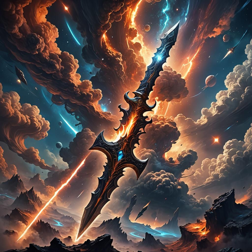 Planet-Destroying Sword in Deep Space Fantasy Art