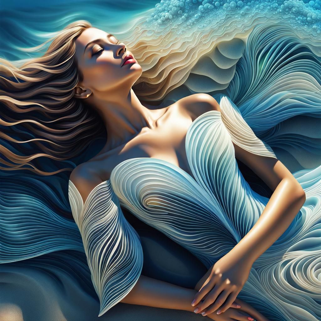 Ocean Angel on the Beach in Photorealistic Style