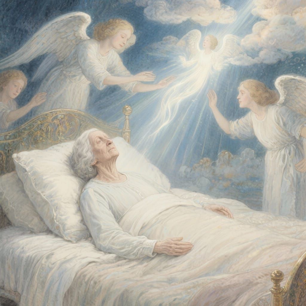 Angelic Ascension: A William Blake Inspired Scene