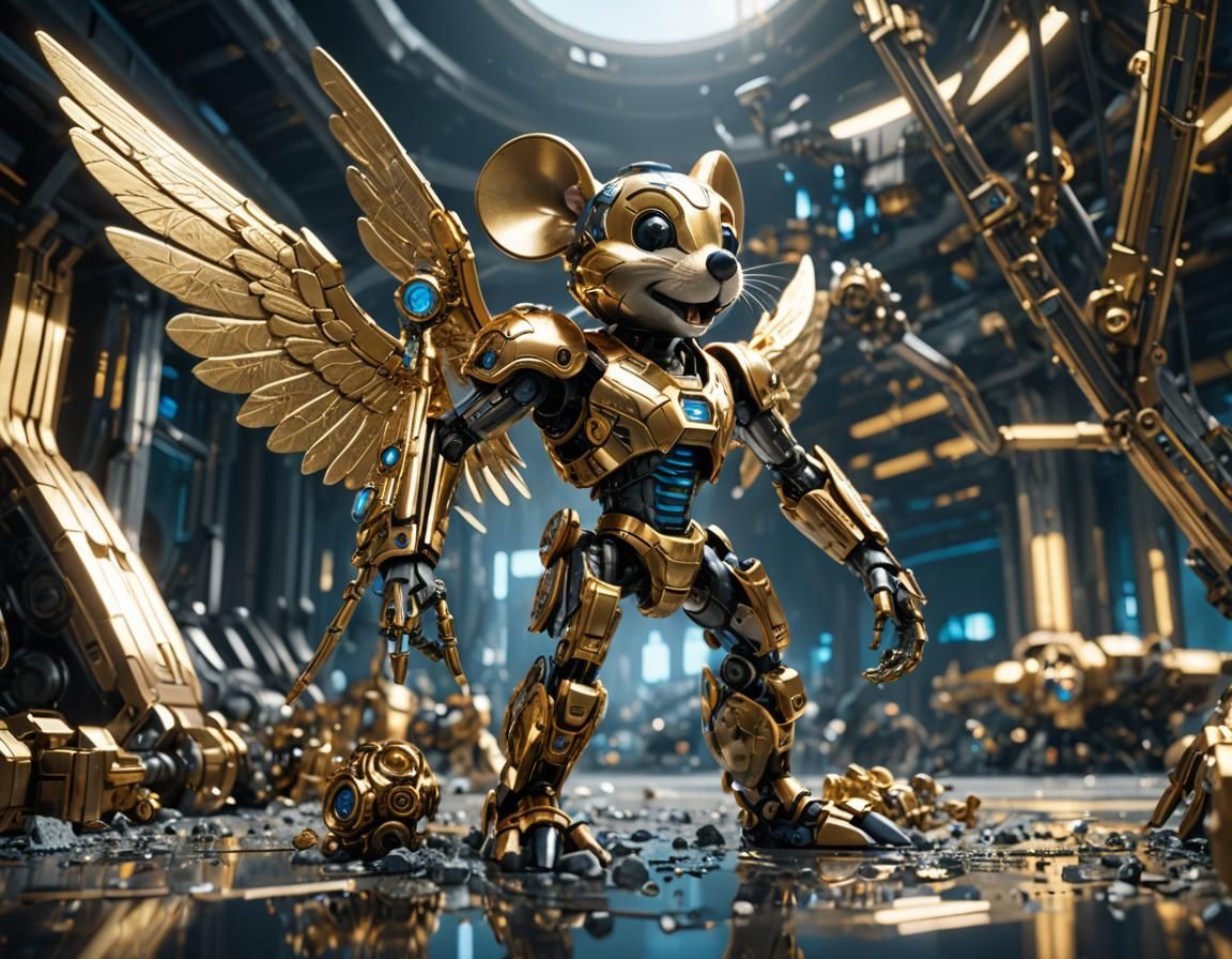 Sci-Fi Miki Mouse with Gold Wings