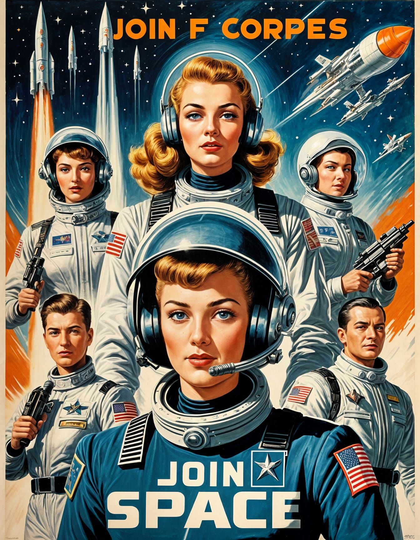 Join Space Force: Retro-Futuristic Pulp Recruitment Poster