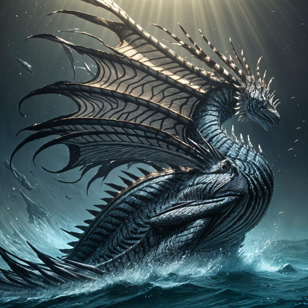 Epic Black Sea Serpent with Lionfish Stripes