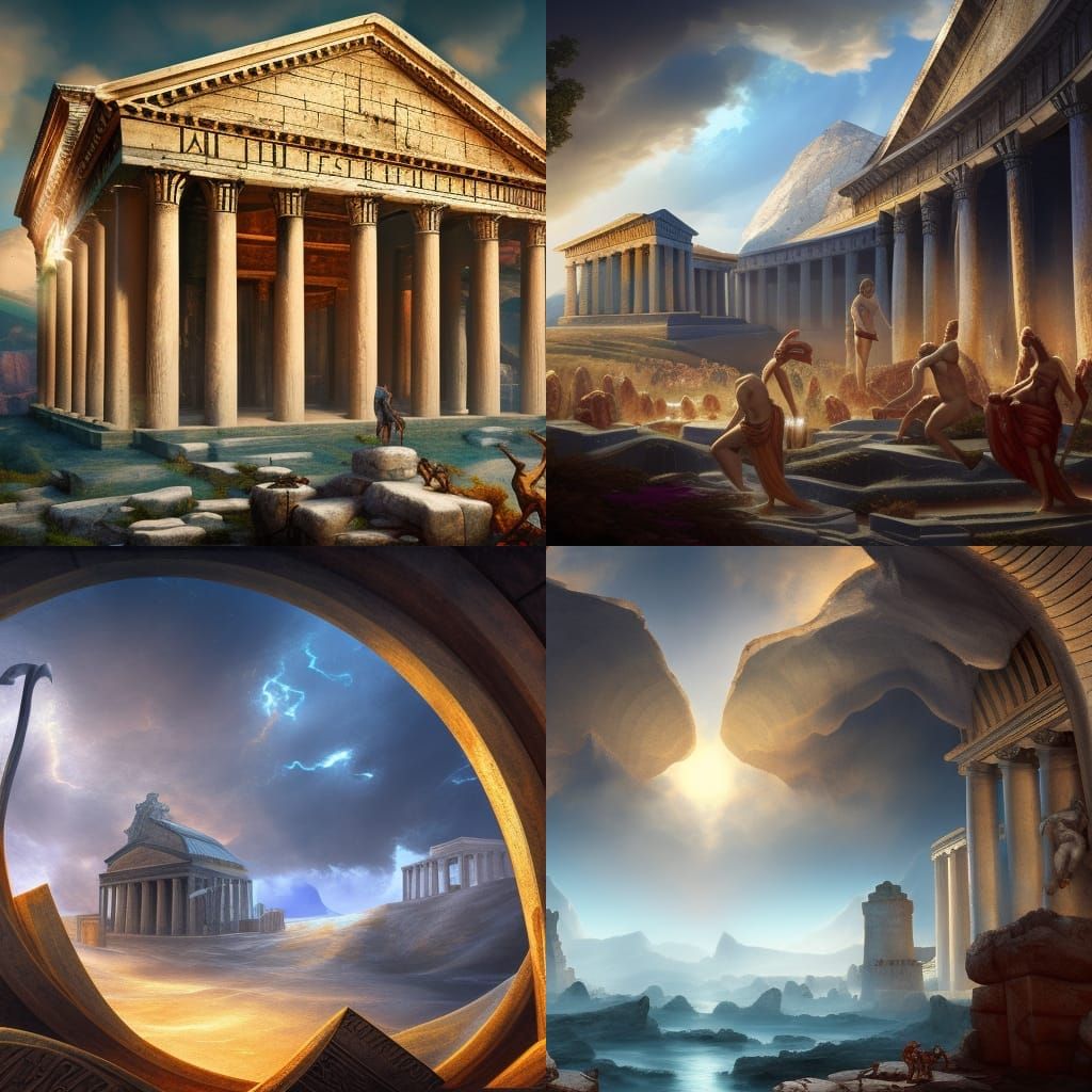 Greek Pantheon Assembled on Mount Olympus