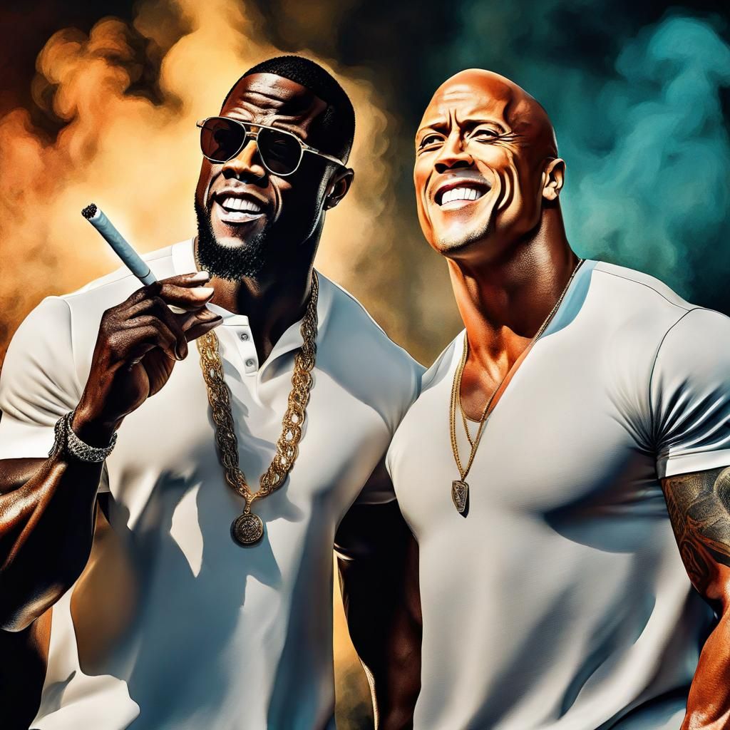 Kevin Hart and Dwayne Johnson Smoking