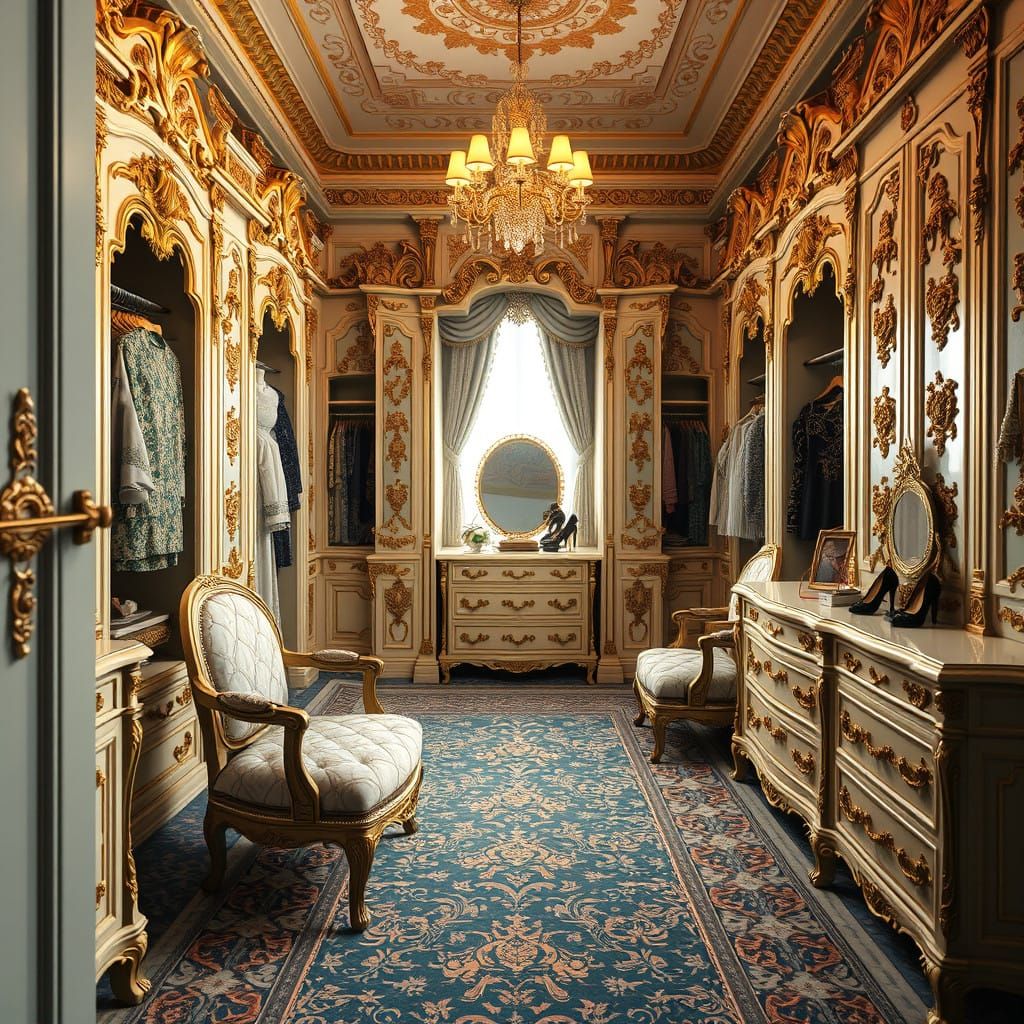 Luxurious Gzhel-Style Dressing Room