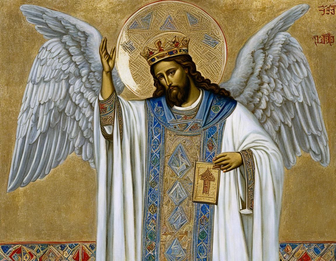 Angel in Hebrew Robes Teaching the Faithful