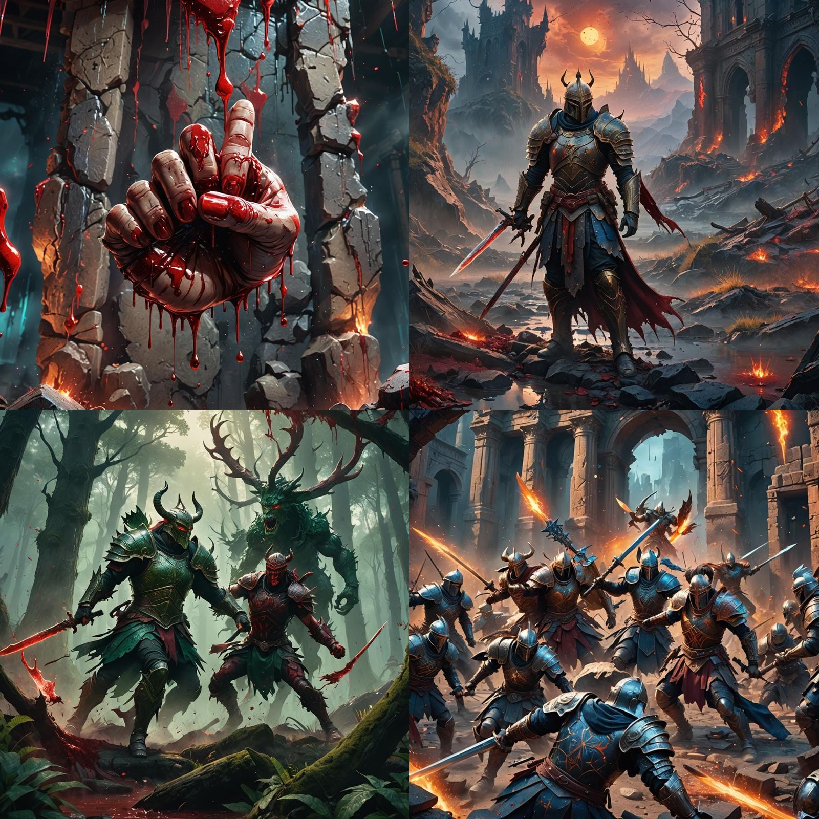 Fantastical Fight Scene in Detailed Matte Painting