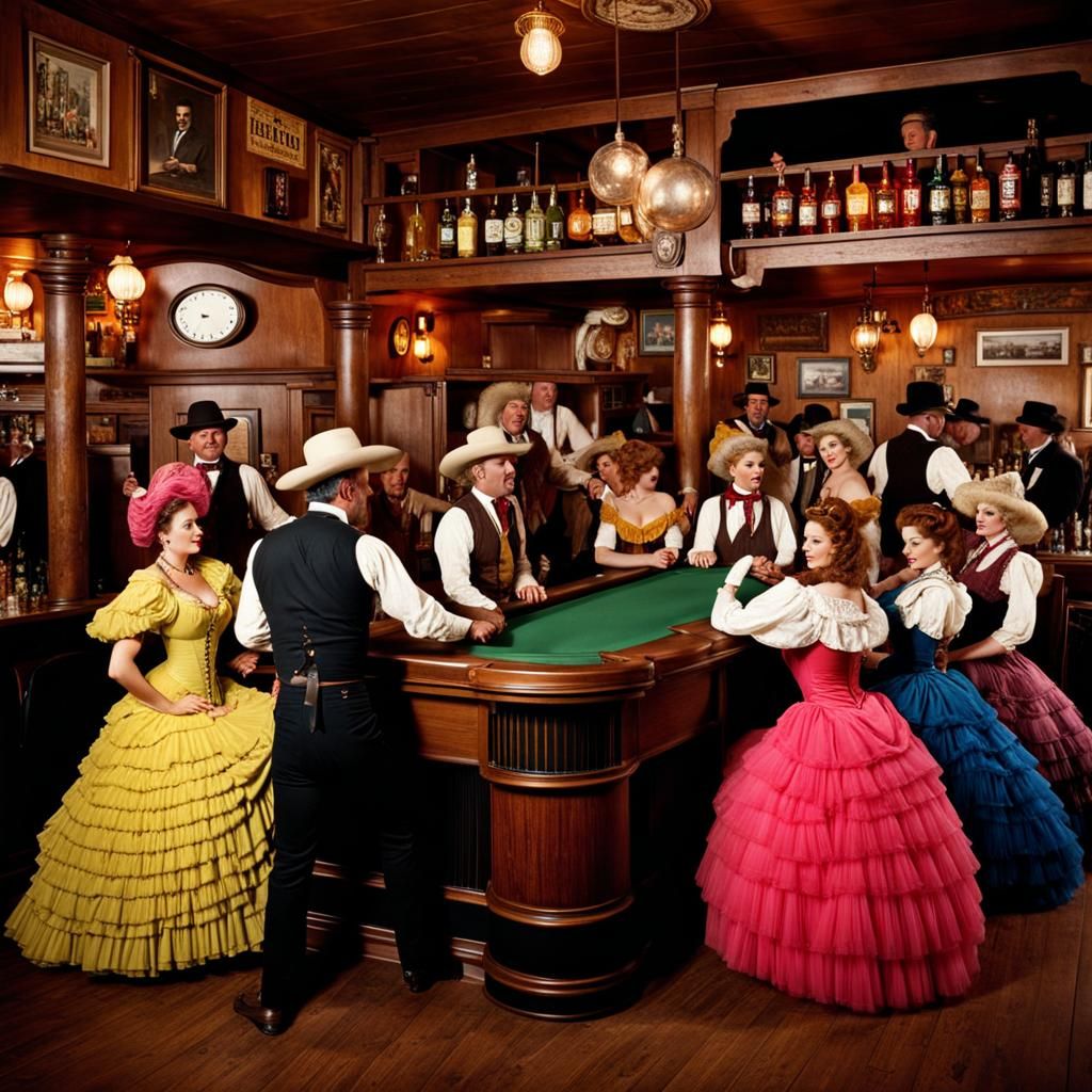 Professional old bar tender in Old style western  saloon wit...