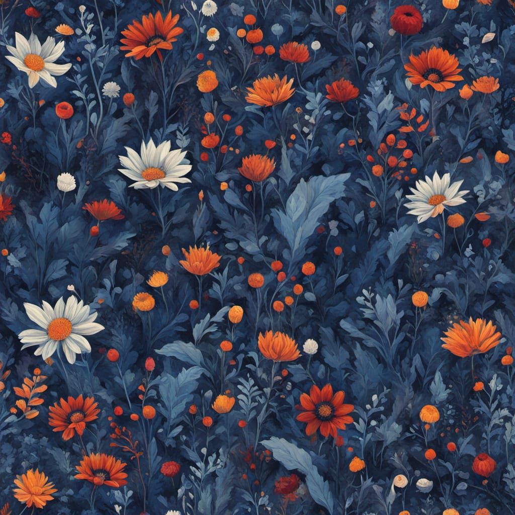 Surreal Sapphire Floral Abstract in Ultraminimalism Style