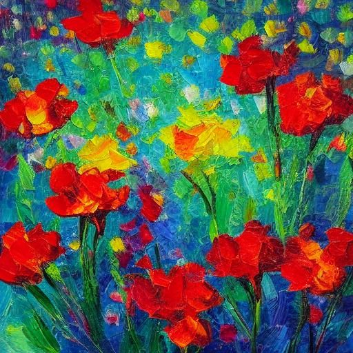 Vibrant Red Blooms in a Midnight Sky