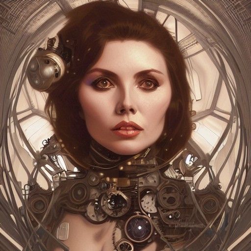Steampunk Debbie Harry Portrait with Floral Details