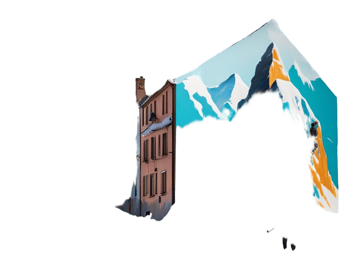 Snowy Mountain Street Art in Progress