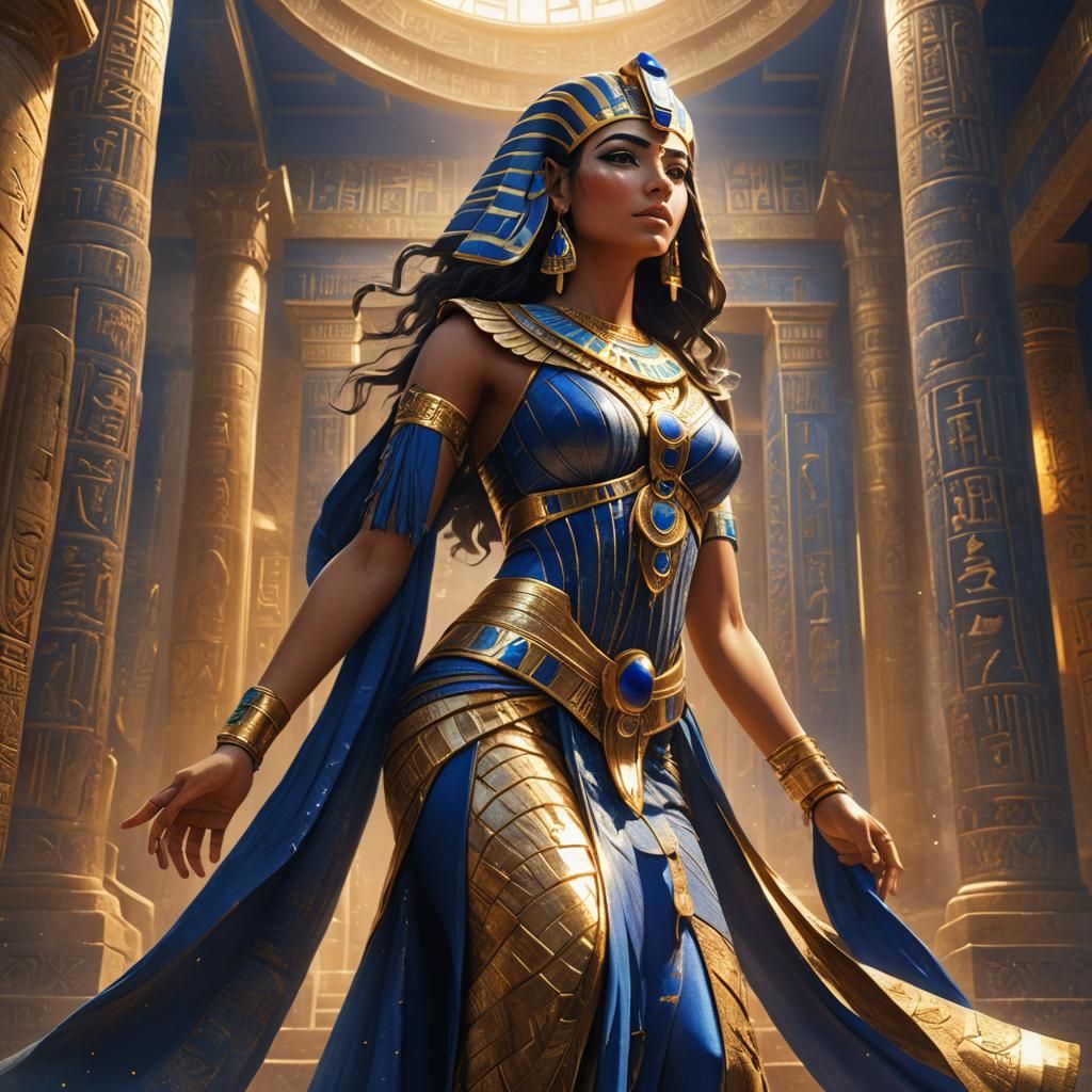 Majestic Egyptian Goddess in Temple: Fantasy Concept Art