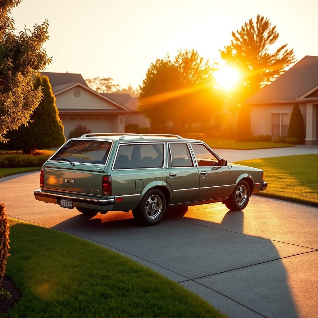 Nostalgic 90s Station Wagon Dream in Suburban Bliss