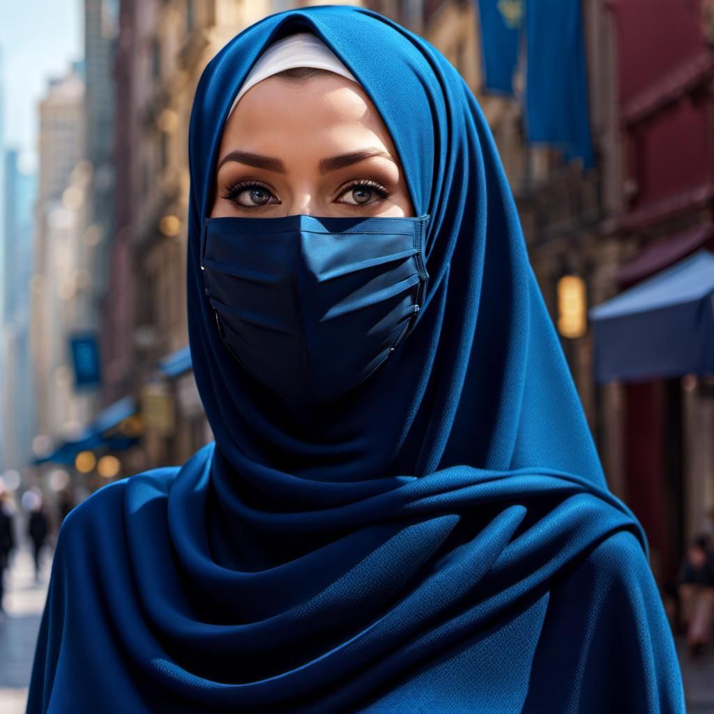 Beautiful Hijabi Character in Cityscape Portrait