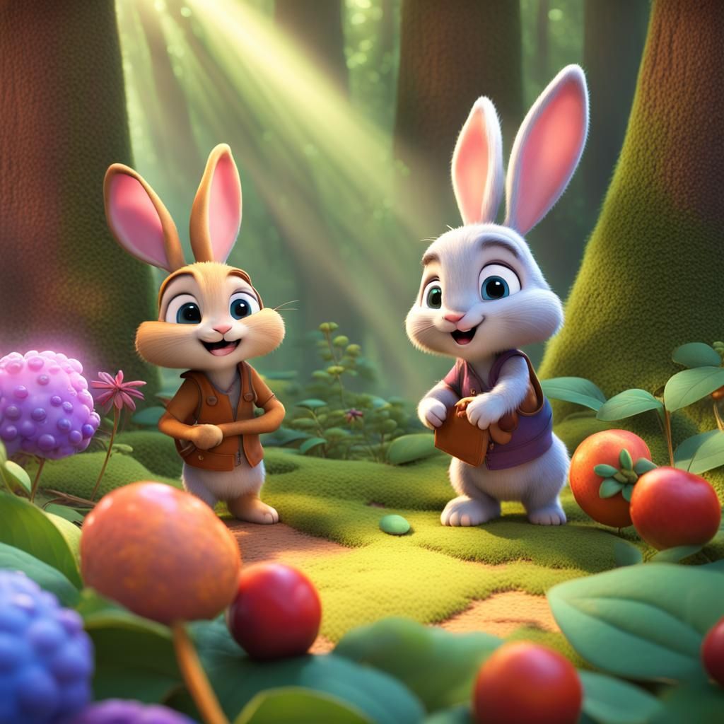 Magical Woodland Adventure with Bunny and Friends: 3D Art