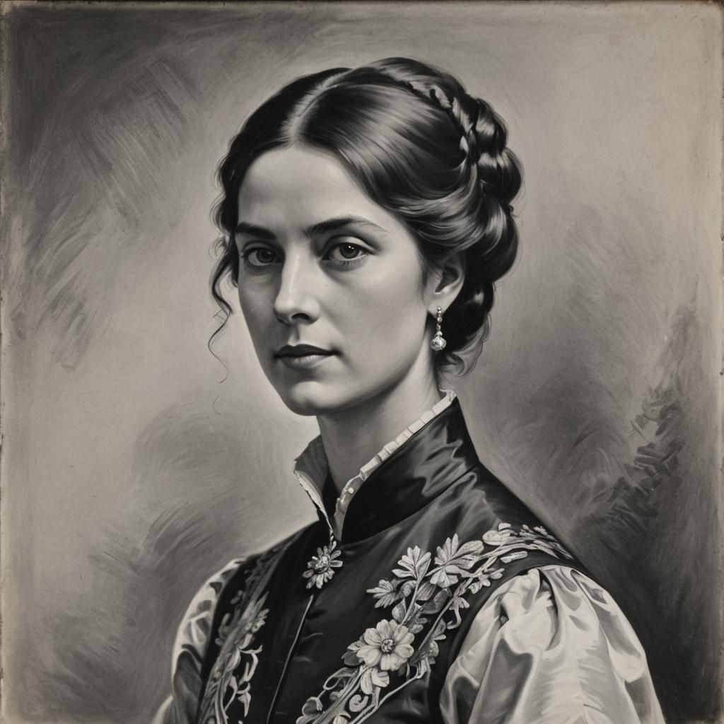 Elegant Black and White Portrait of a Lady