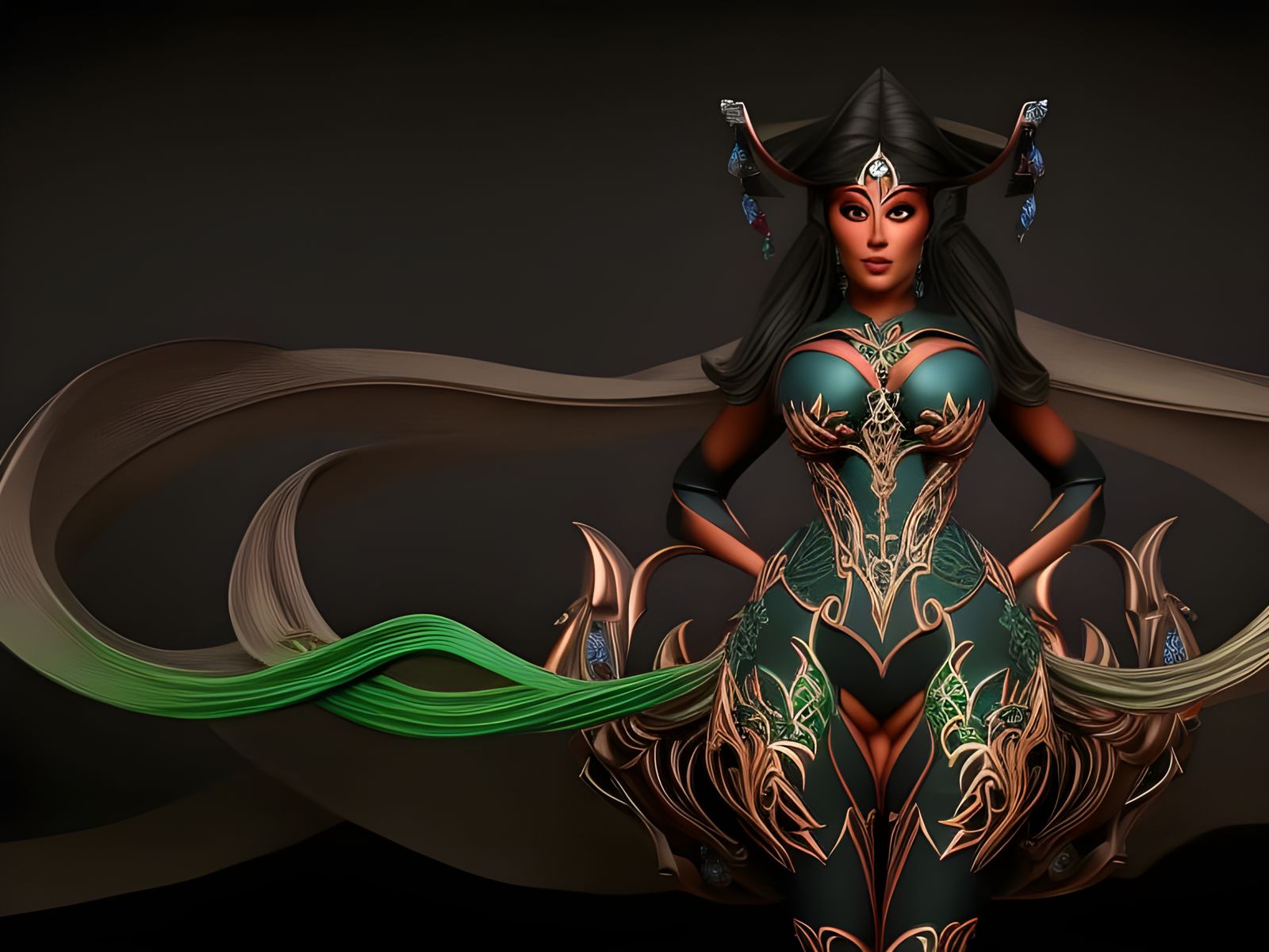 Colorful Elven Harlequin in Hyperrealistic 3D