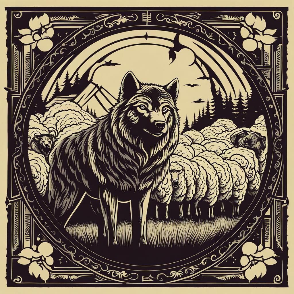 Wolf Confronts Sheep in Natural Habitat