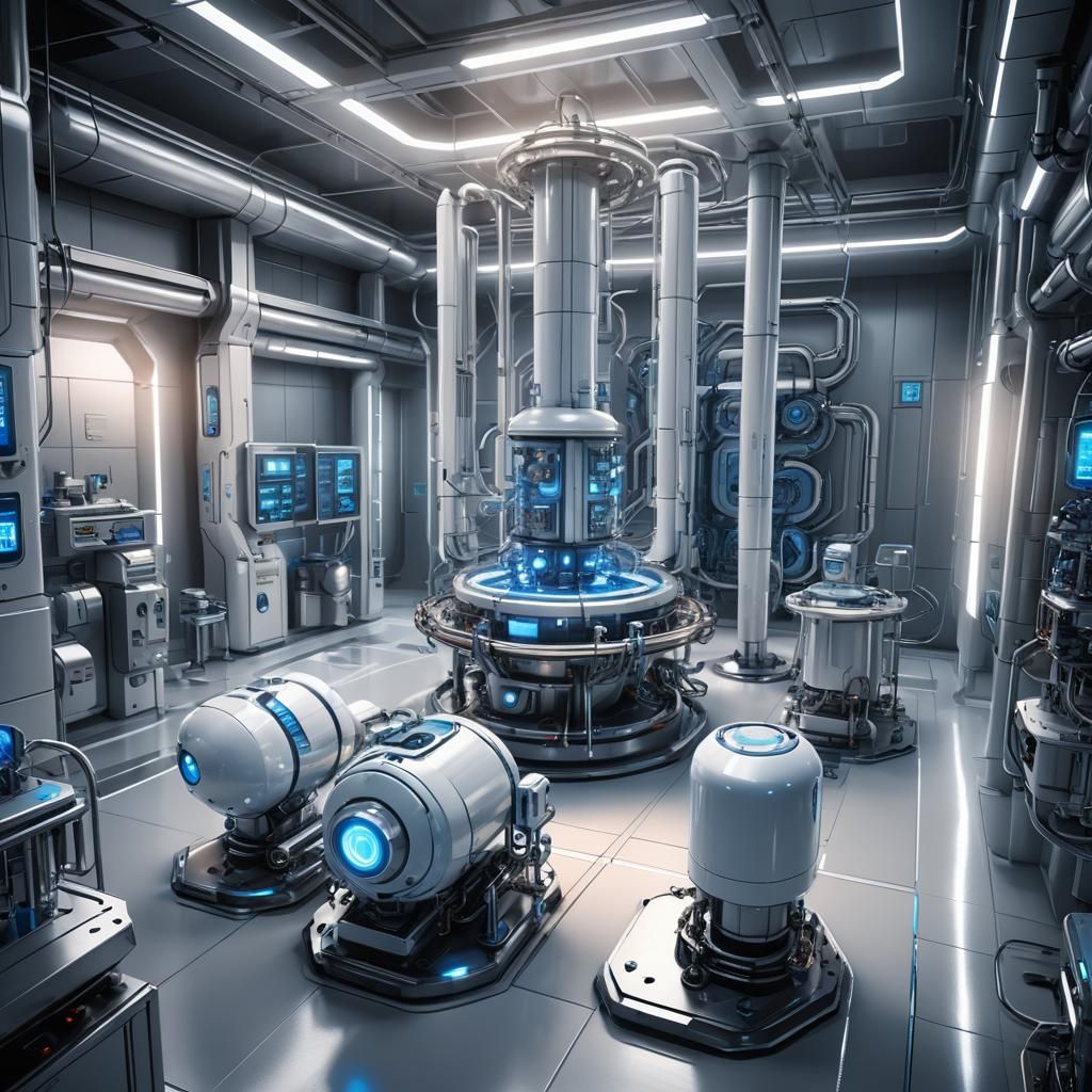 Futuristic Small Modular Reactor in High-Tech Lab