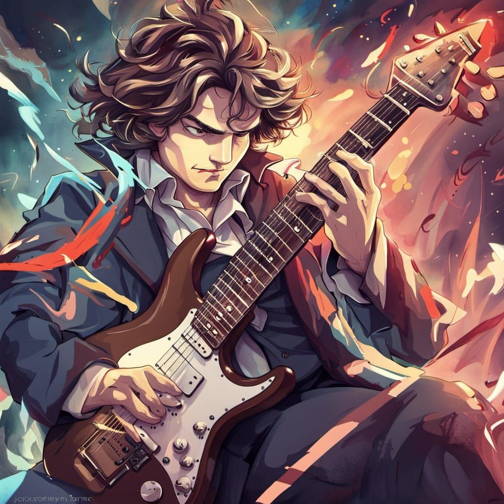 Beethoven Rocks Out: Anime Style Electric Guitar