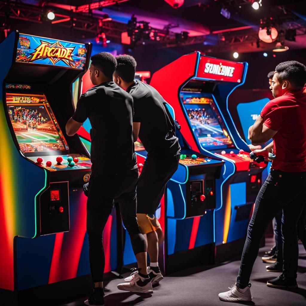 Arcade Fighting Game Competition: Crowd Spectators