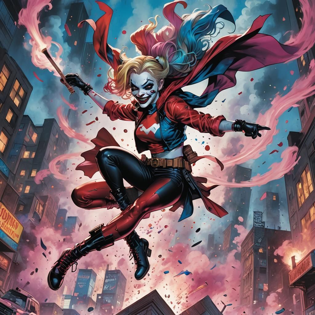 Harley Quinn Leaps into Action: Comic Book Art