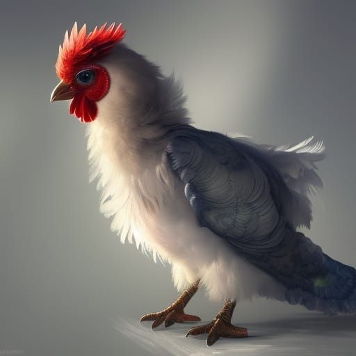 Cute Chicken with Brushed Strokes, Digital Art