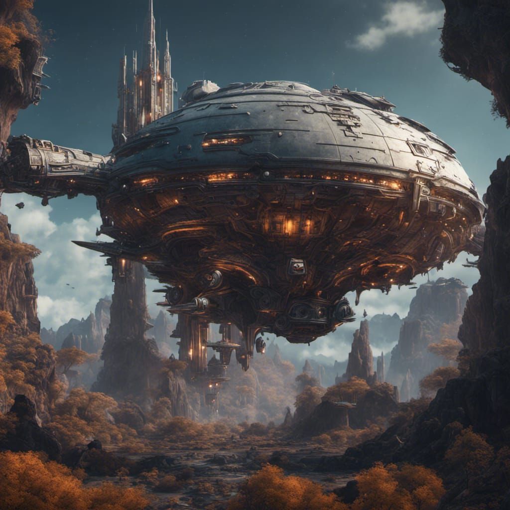 Fantastical Spaceship Concept Art in Deep Color