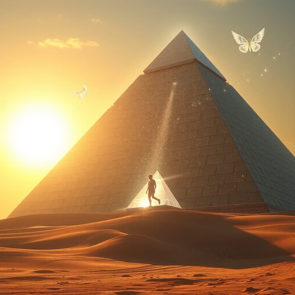 Crystal Pyramid of Giza with Luminous Being