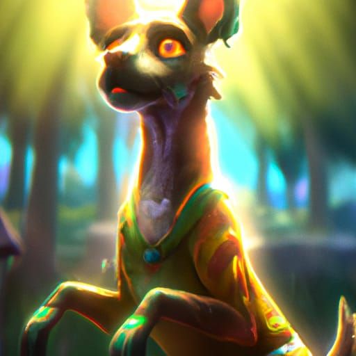 Fantastical Dog Matte Painting in Deep Color