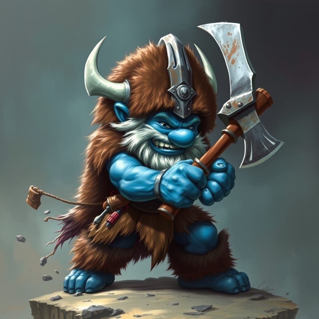Viking Smurf Berserker with Battle Axe
