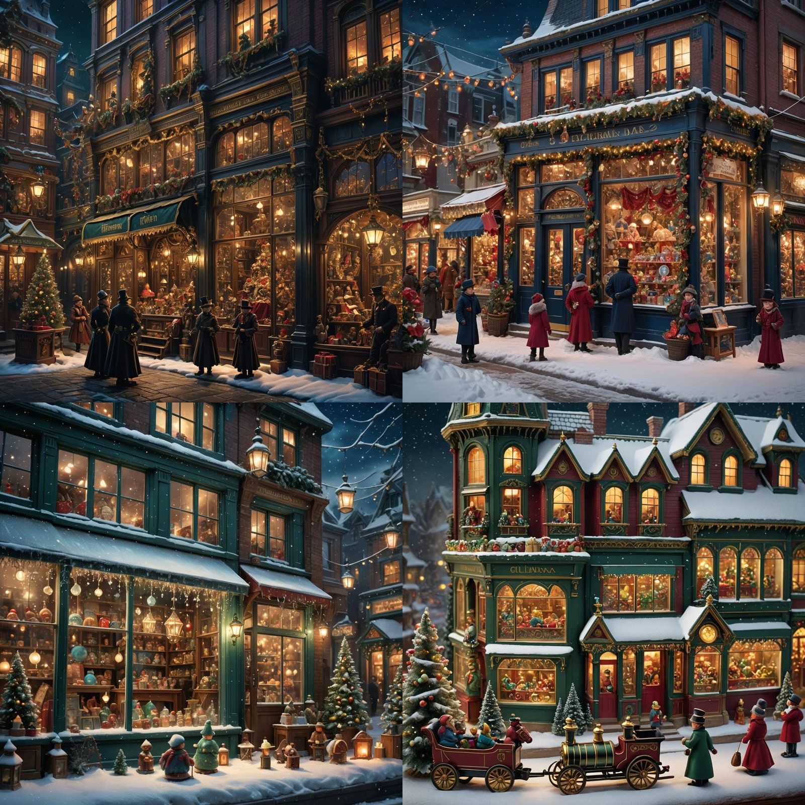 Victorian Toy Shop at Christmas Night: Detailed Matte Painti...