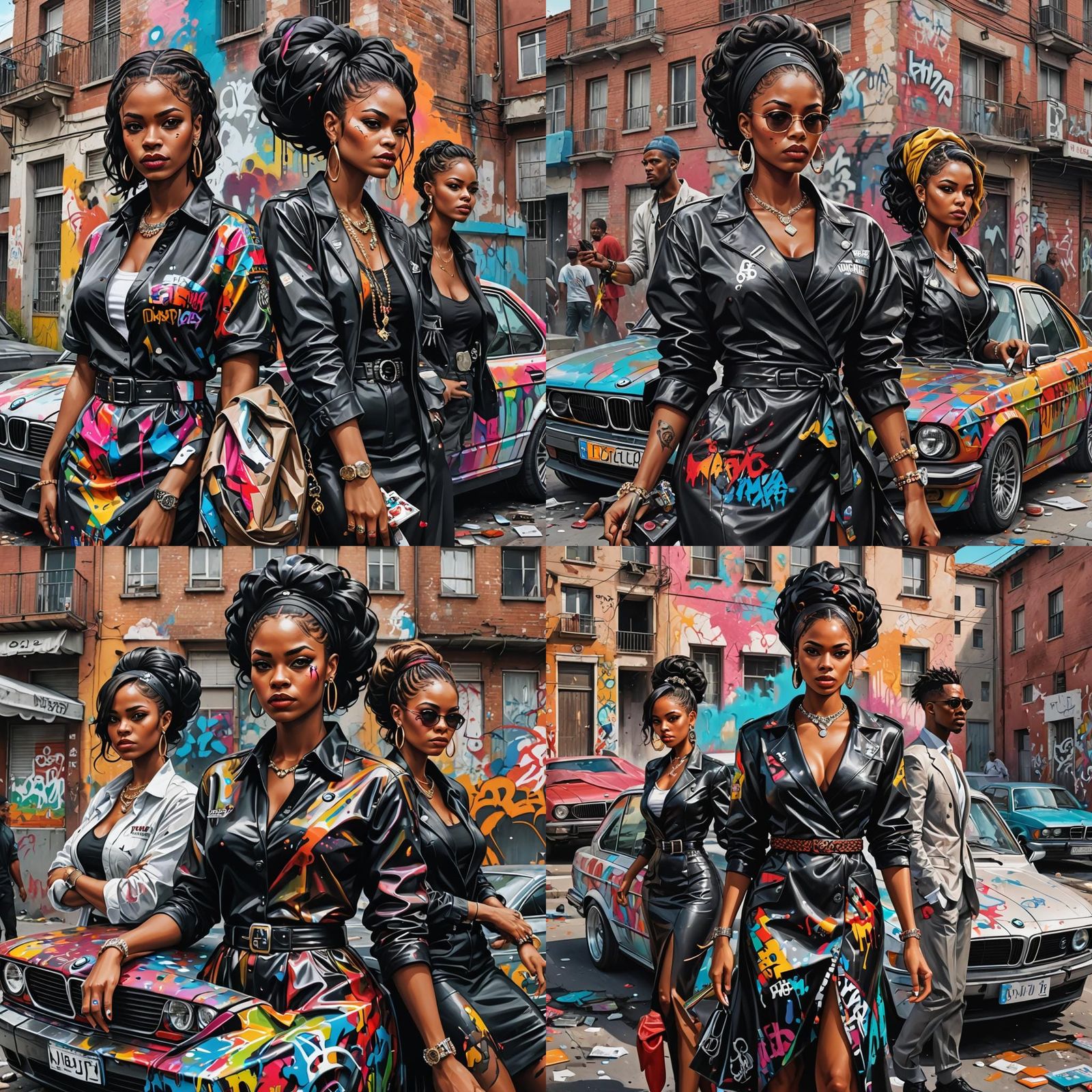 Powerful Black Female Mafia Dons in Graffiti Art