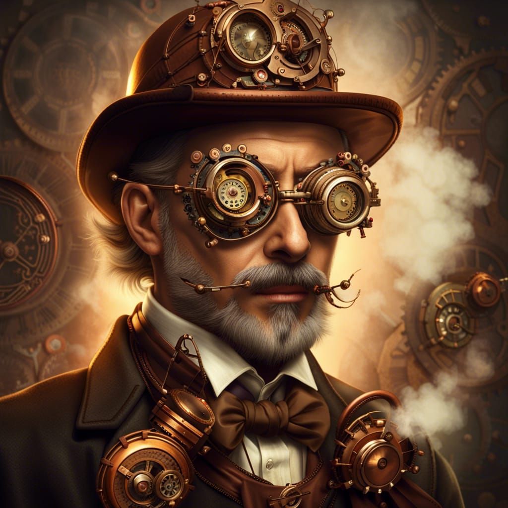 Steampunk Professor with Steam-Powered Spectacles