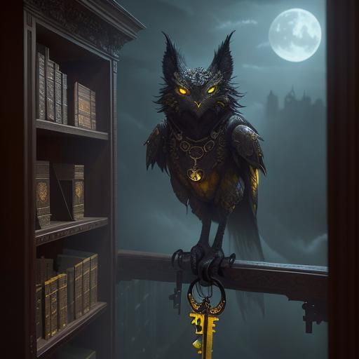 Mysterious Key Holder in Library: Digital Matte Painting