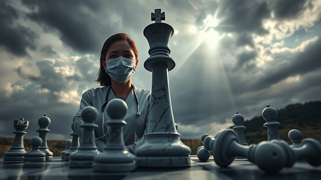 Surgeon Chess Queen Protects King: Dramatic 3D Anime Art