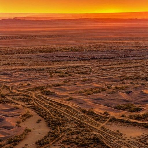 Futuristic Solarpunk Dieselpunk Desert Warfield at Dusk