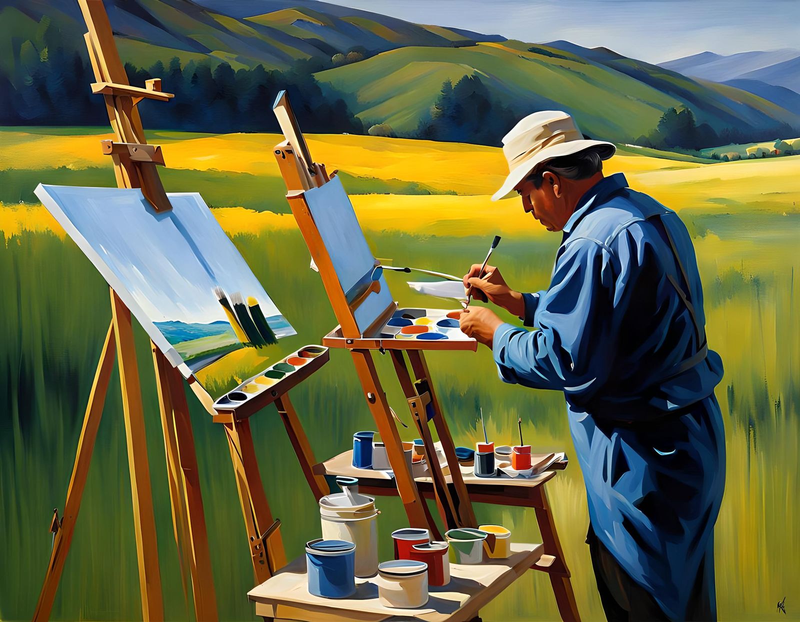 Painter Immersed in Artistic Creation