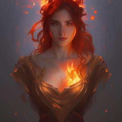 Detailed Portrait of the God of Fire