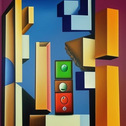 Surreal Melting Tetris Blocks in Dali Style