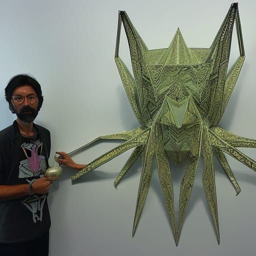 "Origami spider goat is safely contained…for now" 
:: Tim  Burton ::Pastel outsider art
:: Moneygami, Stroboscope lighti...